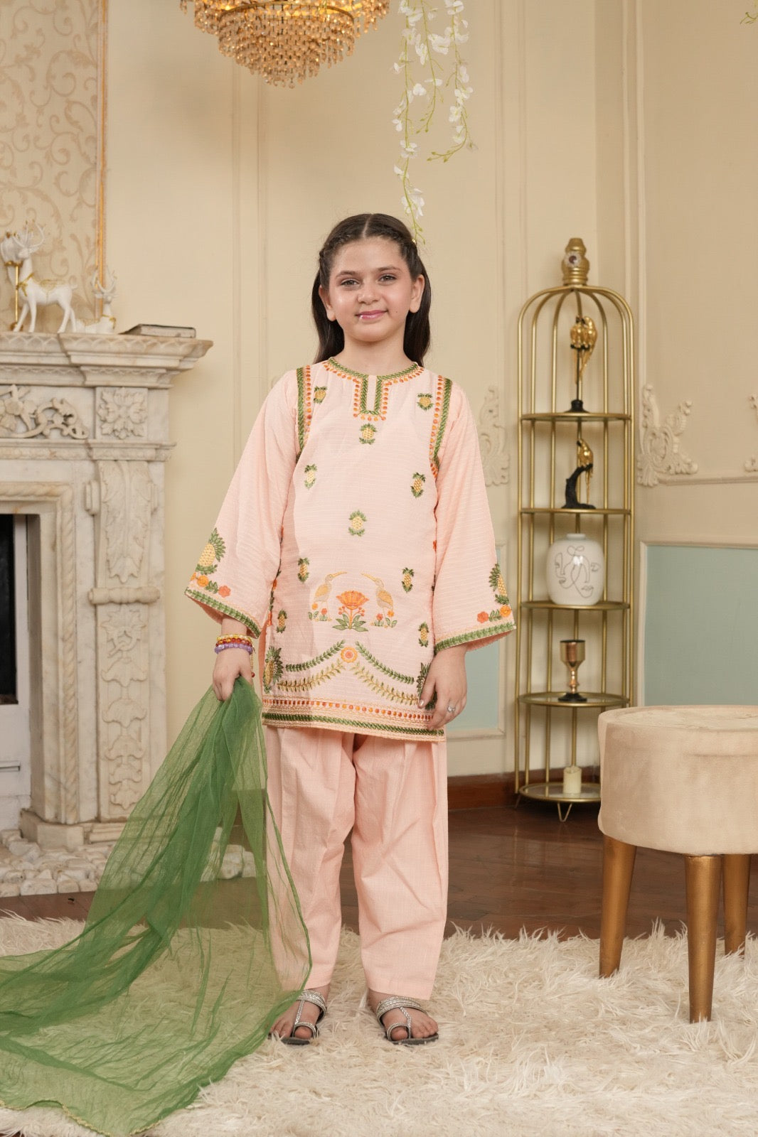 ✨ Floral Pink Embroidered 3 Piece Suit ✨