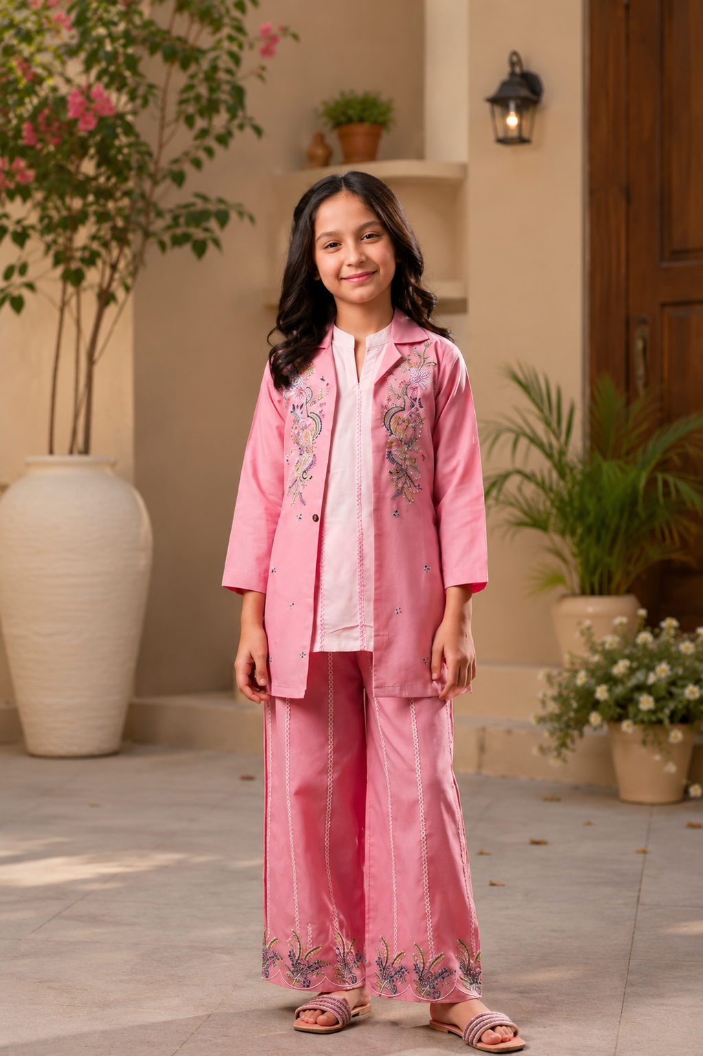 ✨ Pink- Embroidered 3 Piece Suit ✨